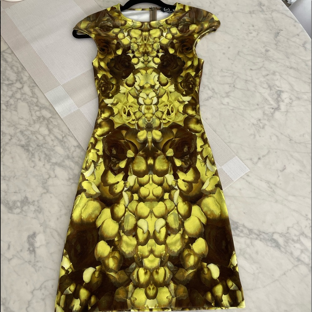 Alexander McQueen Chartreuse Mirror Bodycon Dress